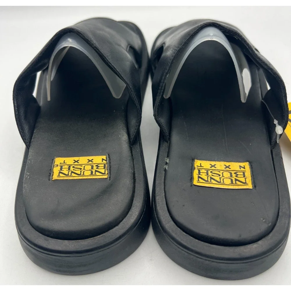 Nunn Bush NXXT Mens Slide Sandals Size 7 M Black Leather Slip On Shoes New Tags